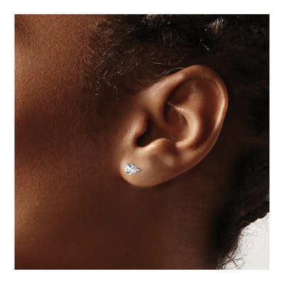 14K White Gold 4mm Round White Topaz April Stud Earrings – view 3