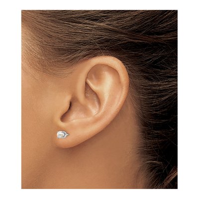 14K White Gold 4mm Near Round Freshwater Cultured Pearl Stud Earrings – view 4