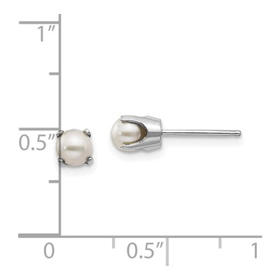 14K White Gold 4mm Near Round Freshwater Cultured Pearl Stud Earrings – view 5