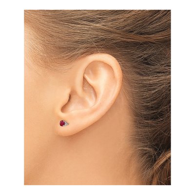 14K White Gold 4mm Round Ruby Stud Earrings – view 3