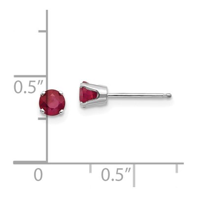 14K White Gold 4mm Round Ruby Stud Earrings – view 4