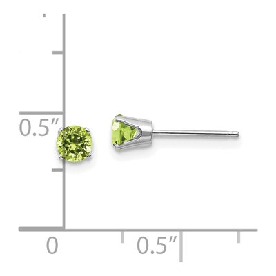 14K White Gold 4mm Round Peridot Stud Earrings – view 5