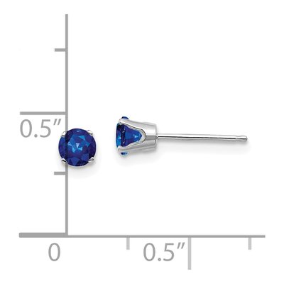 14K White Gold 4mm Round Sapphire Stud Earrings – view 5