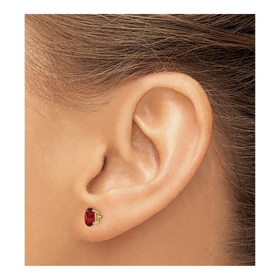 14K Yellow Gold Garnet Oval Stud Earrings – view 3