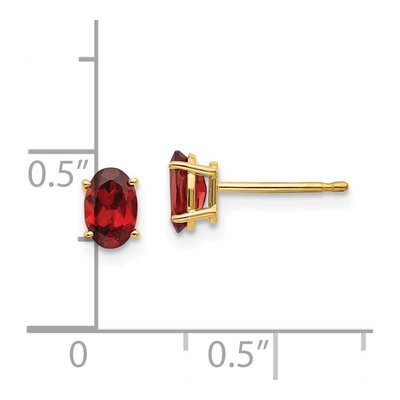 14K Yellow Gold Garnet Oval Stud Earrings – view 4