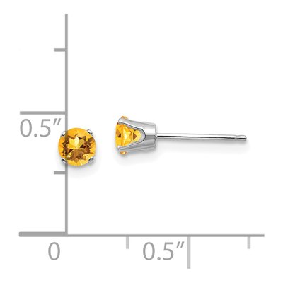 14K White Gold 4mm Round Citrine Stud Earrings – view 5