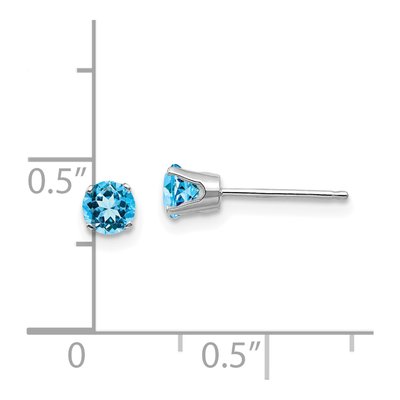 14K White Gold 4mm Round Swiss Blue Topaz Stud Earrings – view 5