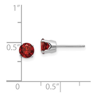 14K White Gold 5mm Round Garnet January Stud Earrings – view 4