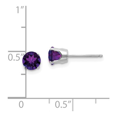 14K White Gold 5mm Round Amethyst Stud Earrings – view 5