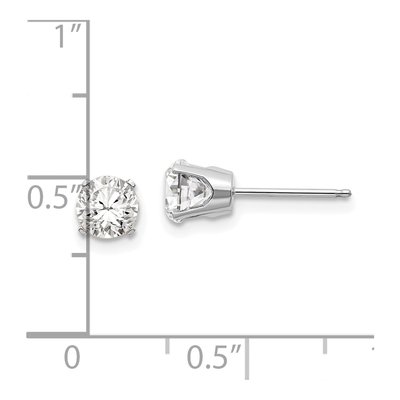 14K White Gold 5mm Round White Topaz April Birthstone Stud Earrings – view 4