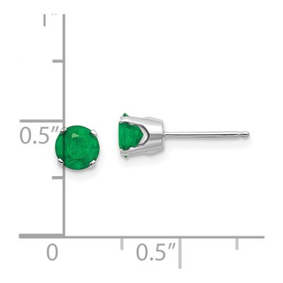 14K White Gold 5mm Round Emerald Stud Earrings – view 4