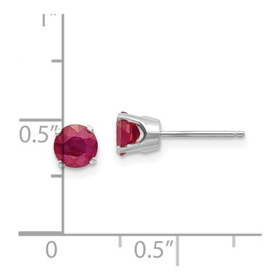 14K White Gold 5mm Round Ruby Stud Earrings – view 4