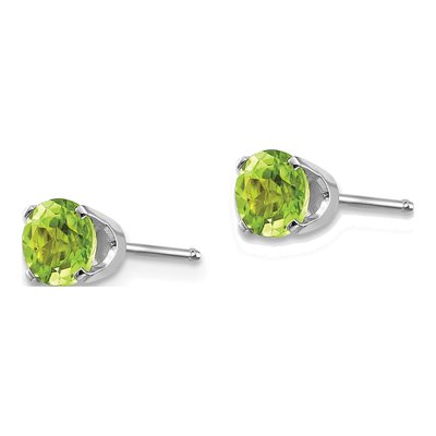 14K White Gold 5mm Round Peridot Stud Earrings – view 2