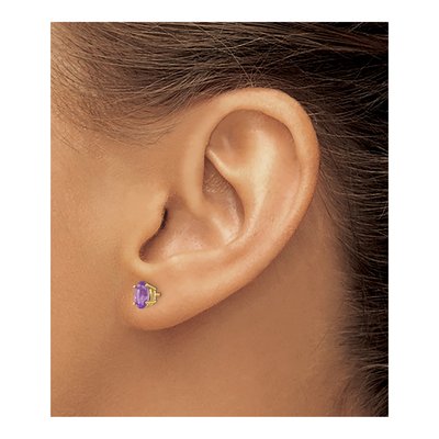 14K Yellow Gold Amethyst Oval Stud Earrings – view 3