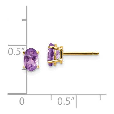 14K Yellow Gold Amethyst Oval Stud Earrings – view 4