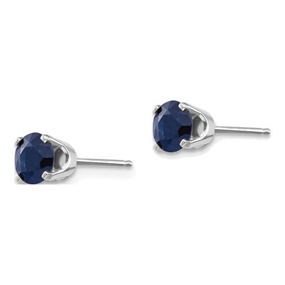 14K White Gold 5mm Round Sapphire Natural Stud Earrings – view 2