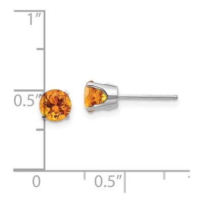 14K White Gold 5mm Round Citrine Stud Earrings – view 4