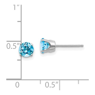 14K White Gold 5mm Round Swiss Blue Topaz Stud Earrings – view 4