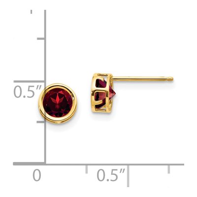 14K Yellow Gold 5mm Round Garnet Bezel Stud Earrings – view 5
