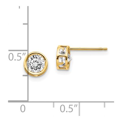 14K Yellow Gold 5mm Round White Topaz Bezel Stud Earrings – view 4