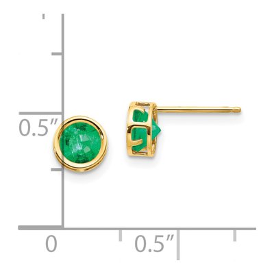 14K Yellow Gold 5mm Round Emerald Bezel Stud Earrings – view 5