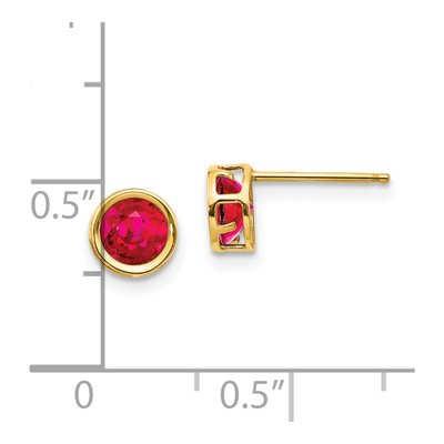 14K Yellow Gold 5mm Round Ruby July Birthstone Stud Earrings – view 4