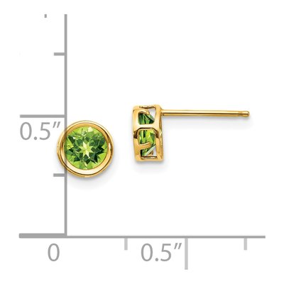 14K Yellow Gold 5mm Round Peridot Bezel Stud Earrings – view 5