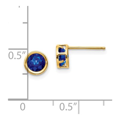 14K Yellow Gold 5mm Round Sapphire Bezel Stud Earrings – view 5