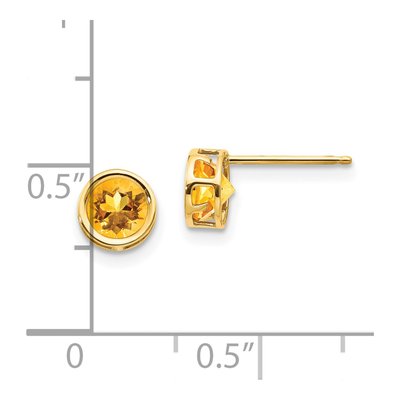 14K Yellow Gold 5mm Round Citrine Bezel Stud Earrings – view 4