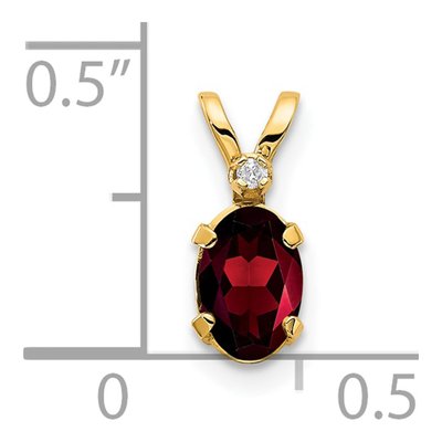 14K Yellow Gold Garnet & Diamond January Birthstone Pendant – view 3
