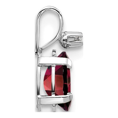 14K White Gold Garnet & Diamond Birthstone Pendant – view 2