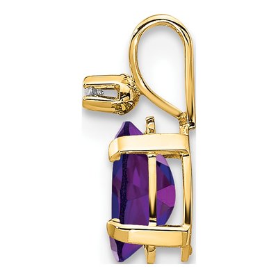 14K Yellow Gold Amethyst & Diamond Birthstone Pendant – view 2