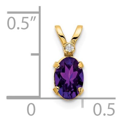 14K Yellow Gold Amethyst & Diamond Birthstone Pendant – view 3