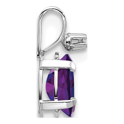 14K White Gold Amethyst & Diamond Birthstone Pendant – view 2