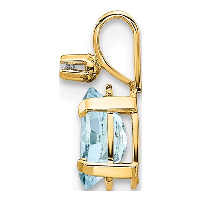 14K Yellow Gold Aquamarine & Diamond March Birthstone Pendant – view 2
