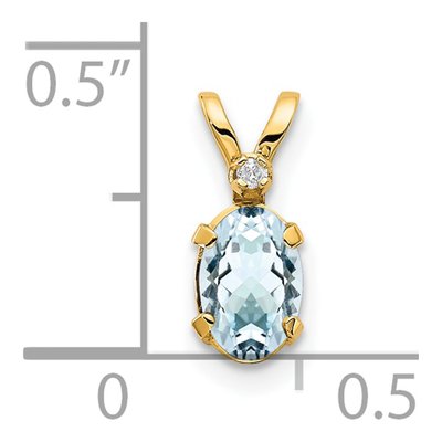 14K Yellow Gold Aquamarine & Diamond March Birthstone Pendant – view 3