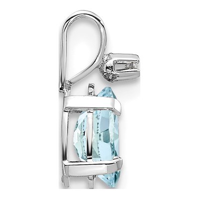 14K White Gold Aquamarine & Diamond Birthstone Pendant – view 2