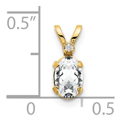 14K Yellow Gold White Topaz & Diamond Birthstone Pendant – view 3