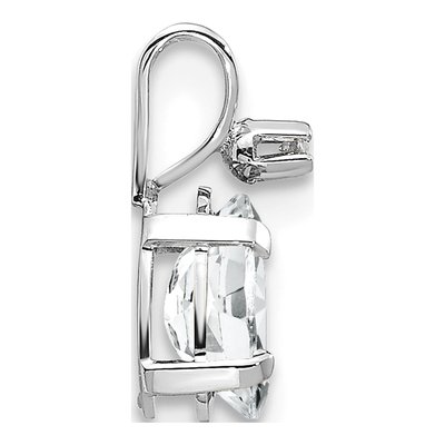 14K White Gold White Topaz & Diamond Birthstone Pendant – view 2