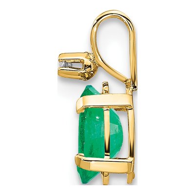 14K Yellow Gold Emerald & Diamond May Birthstone Pendant – view 2