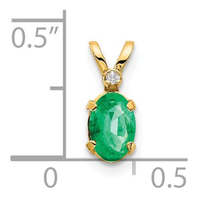 14K Yellow Gold Emerald & Diamond May Birthstone Pendant – view 3