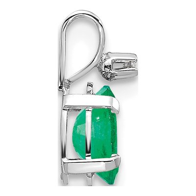 14K White Gold Emerald & Diamond May Birthstone Pendant – view 2