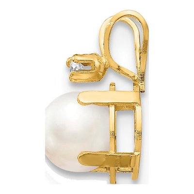 14K Yellow Gold Freshwater Cultured Pearl & Diamond June Birthstone Pendant – view 2