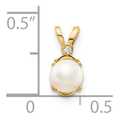 14K Yellow Gold Freshwater Cultured Pearl & Diamond June Birthstone Pendant – view 3