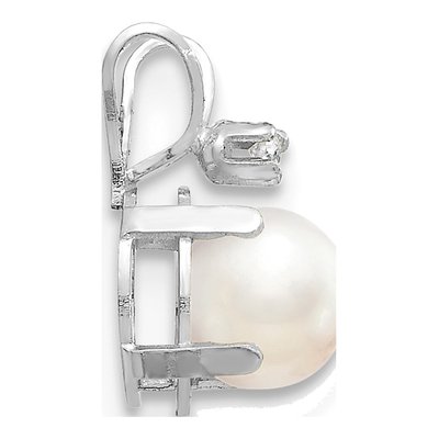 14K White Gold June Pearl & Diamond Birthstone Pendant – view 2