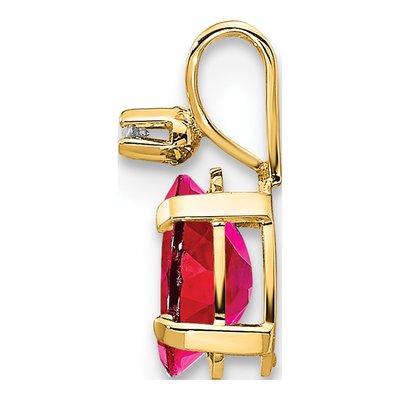 14K Yellow Gold Ruby & Diamond July Birthstone Pendant – view 2