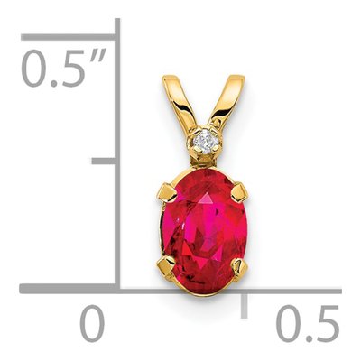 14K Yellow Gold Ruby & Diamond July Birthstone Pendant – view 3