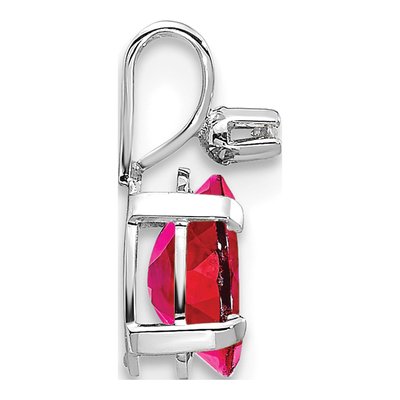 14K White Gold Ruby & Diamond July Birthstone Pendant – view 2