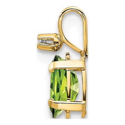 14K Yellow Gold Peridot & Diamond Oval August Birthstone Pendant – view 2