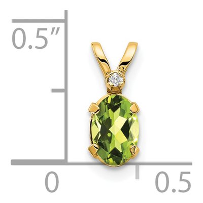 14K Yellow Gold Peridot & Diamond Oval August Birthstone Pendant – view 3